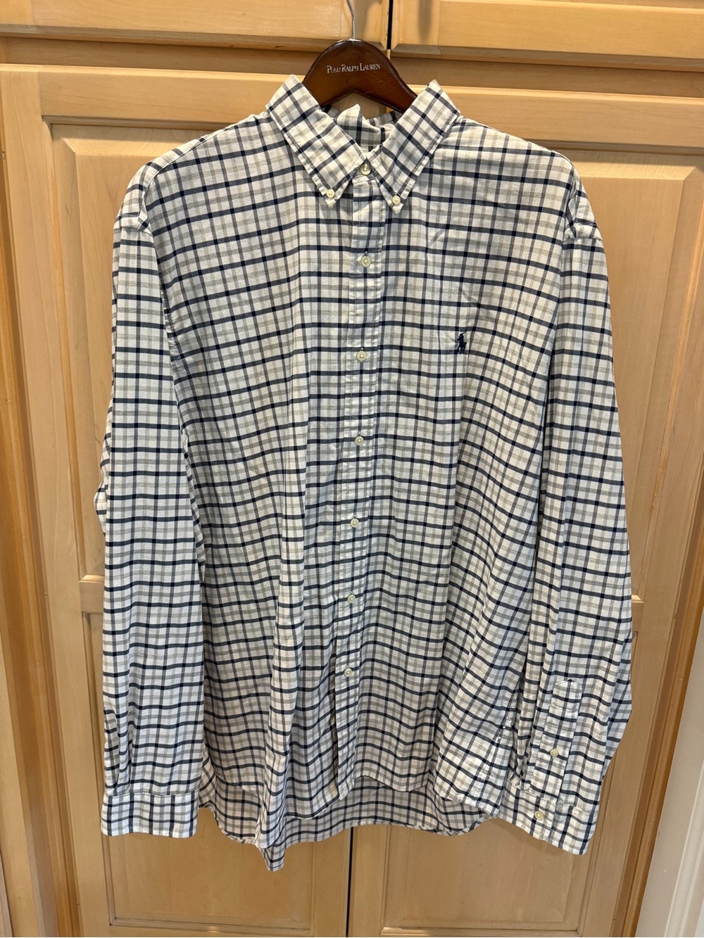 Polo by Ralph Lauren White and Navy Plaid Oxford Button-Down Shirt